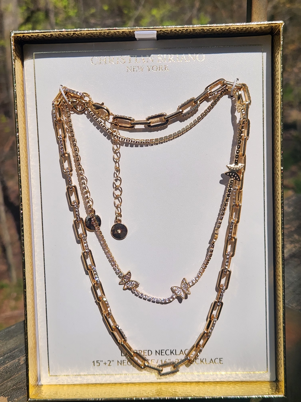 Christian Siriano Gold Layered Butterfly Necklace NIB NWT